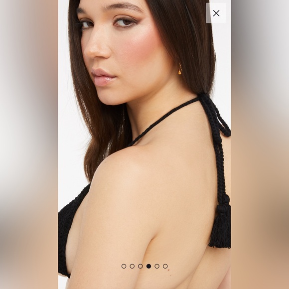 Savage X Fenty Black Crochet Bikini Style Top And Thong Set - Picture 4 of 6